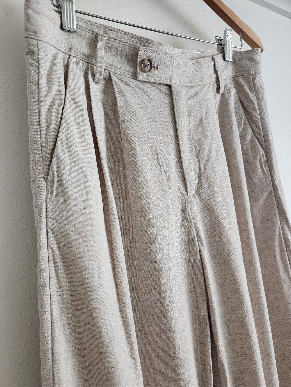 Banana Republic Factory Flax Linen Blend Pleated Wide Leg Pants Size 8 Trouser - Picture 6 of 16